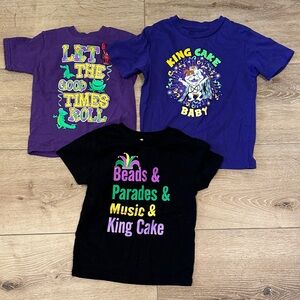 Kids Mardi Gras Graphic Tees - Purple and Black - singles or buy as a set